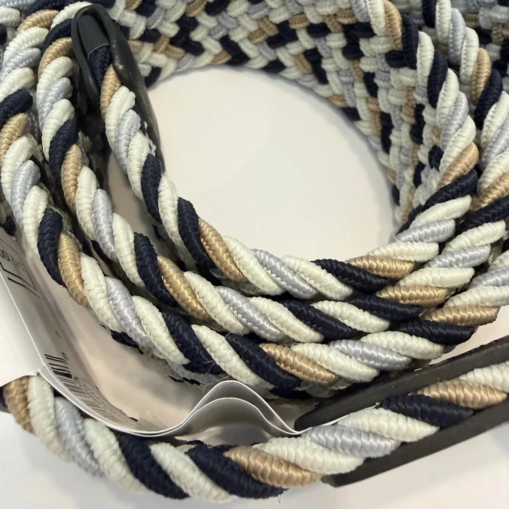 Nike Mens Woven Stretch Belt Braided Navy Khaki Grey Small 30-32 NEW Goof Sporty